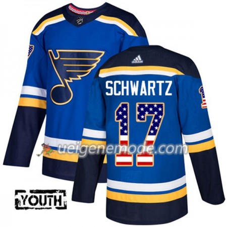 Kinder Eishockey St. Louis Blues Trikot Jaden Schwartz 17 Adidas 2017-2018 Blue USA Flag Fashion Authentic